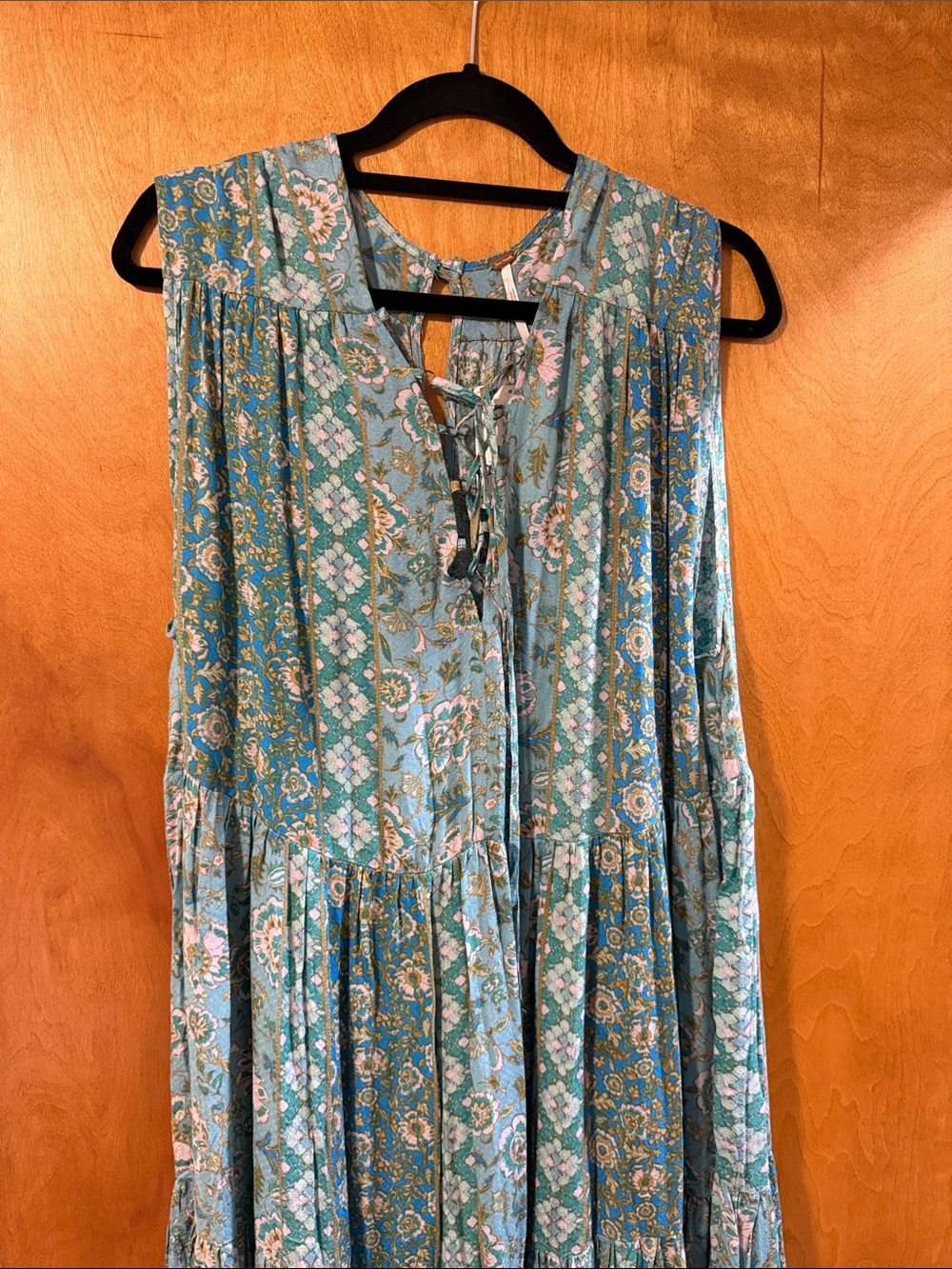 Free People Teal & Royal Blue Floral Maxi Dress